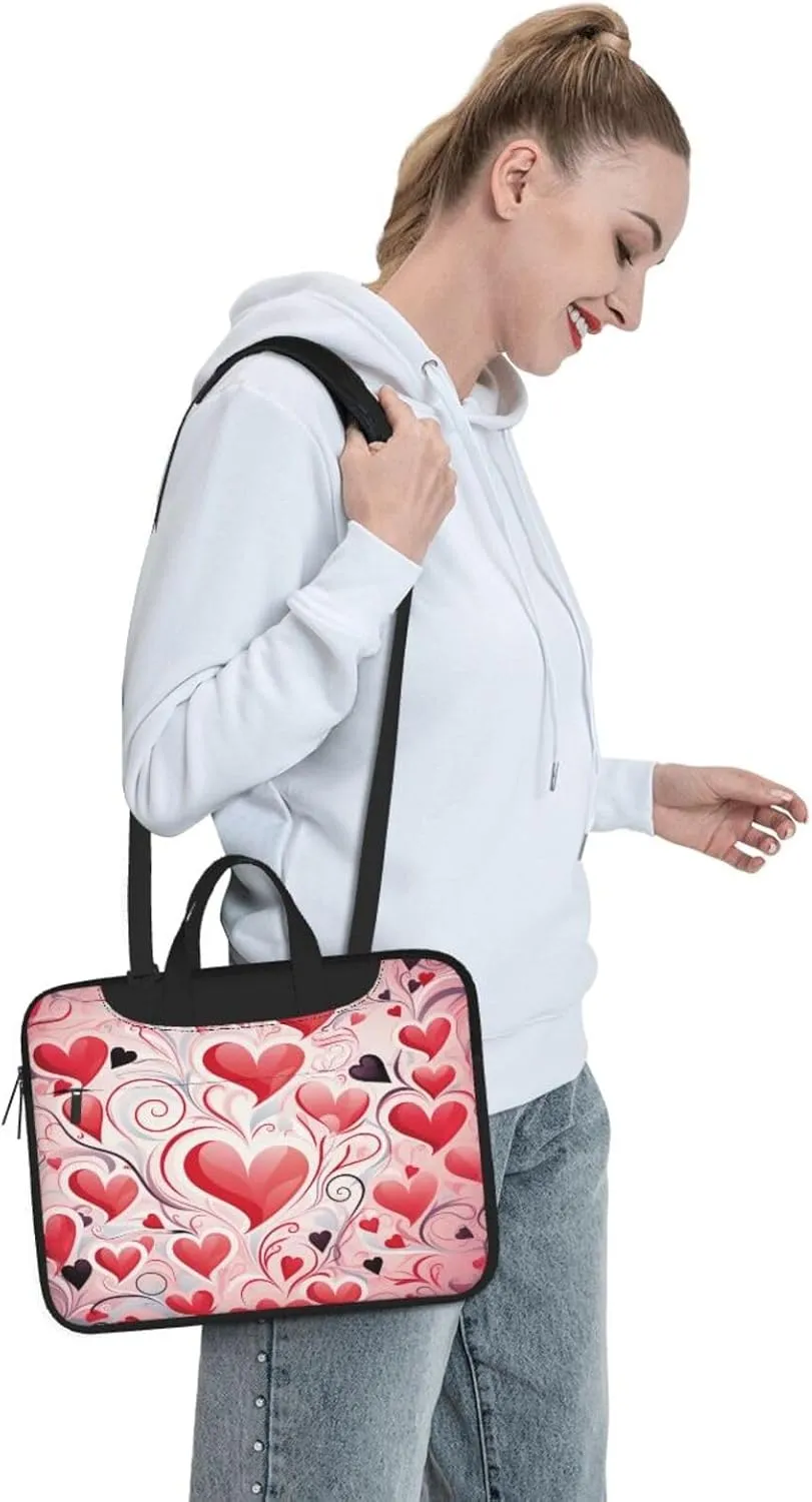 Laptop Bag Valentines Love Heart Art Laptop Tote Bag Women Men Laptop Sleeve Case Lightweight Computer Bag Briefcase
