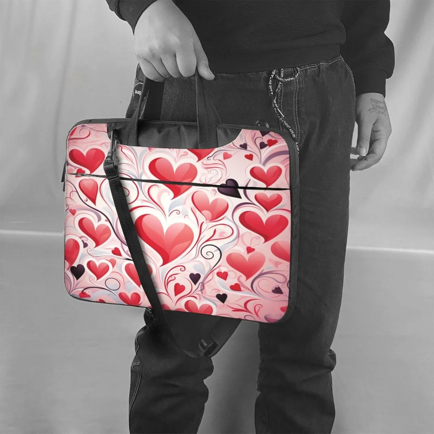 Laptop Bag Valentines Love Heart Art Laptop Tote Bag Women Men Laptop Sleeve Case Lightweight Computer Bag Briefcase