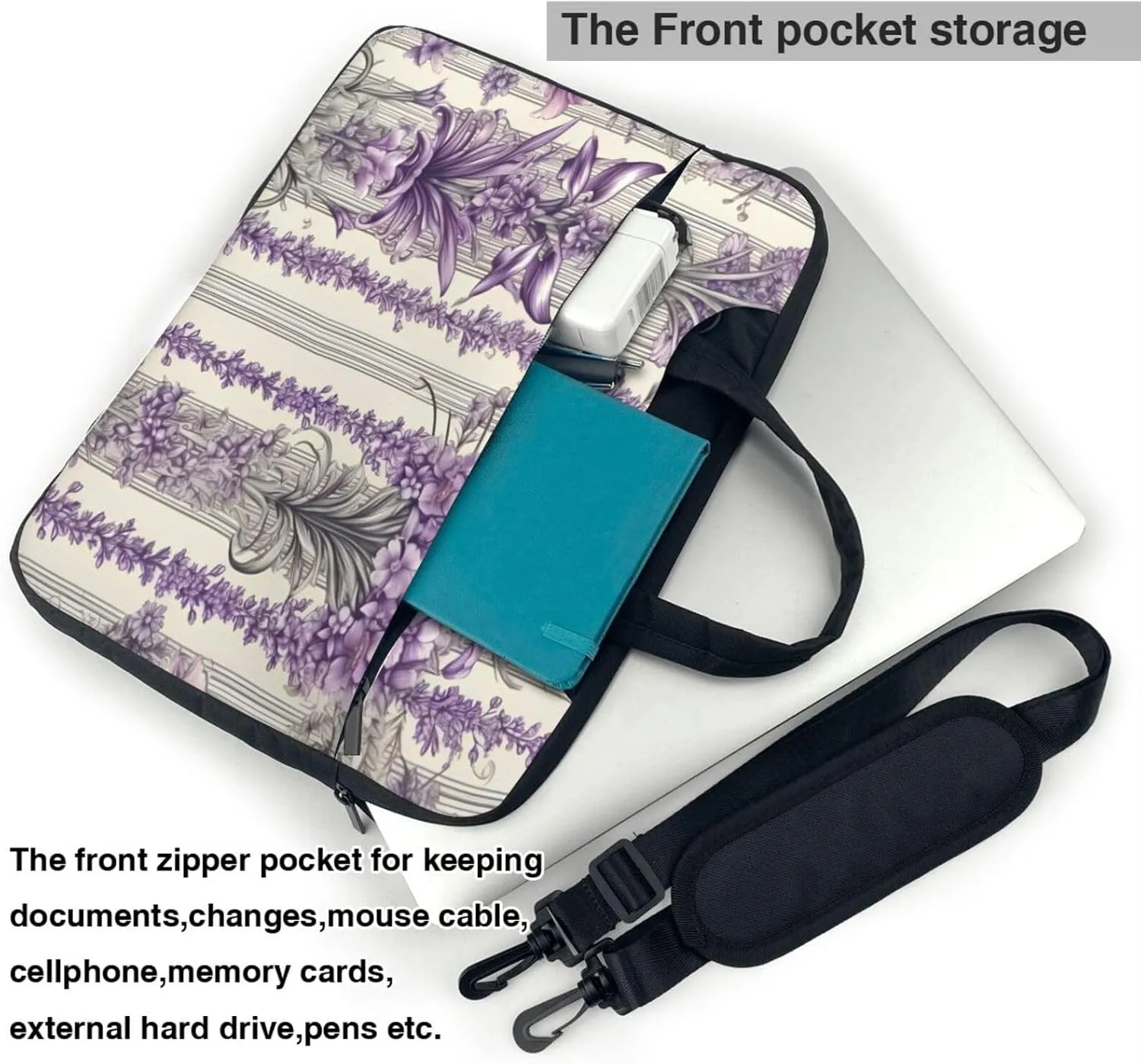 Laptop Bag Vintage Music Stave Sunflowers Laptop Tote Bag Women Men Laptop Sleeve Case Lightweight Computer Bag