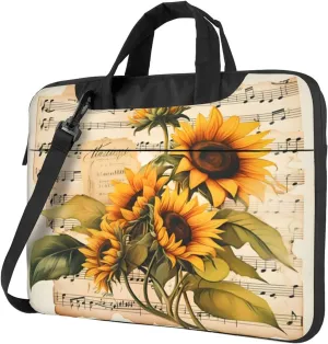 Laptop Bag Vintage Music Stave Sunflowers Laptop Tote Bag Women Men Laptop Sleeve Case Lightweight Computer Bag