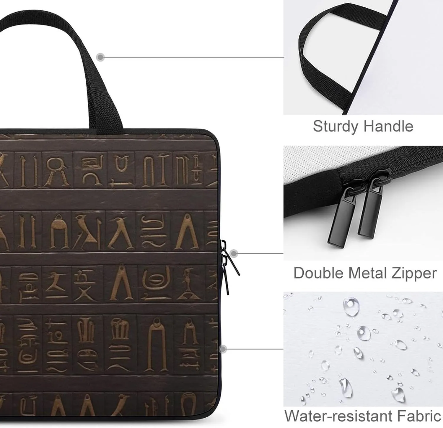 Laptop Case Sleeve 13inch Shockproof Computer Bags Ancient Egyptian Hieroglyph Laptop Bags for Men Women