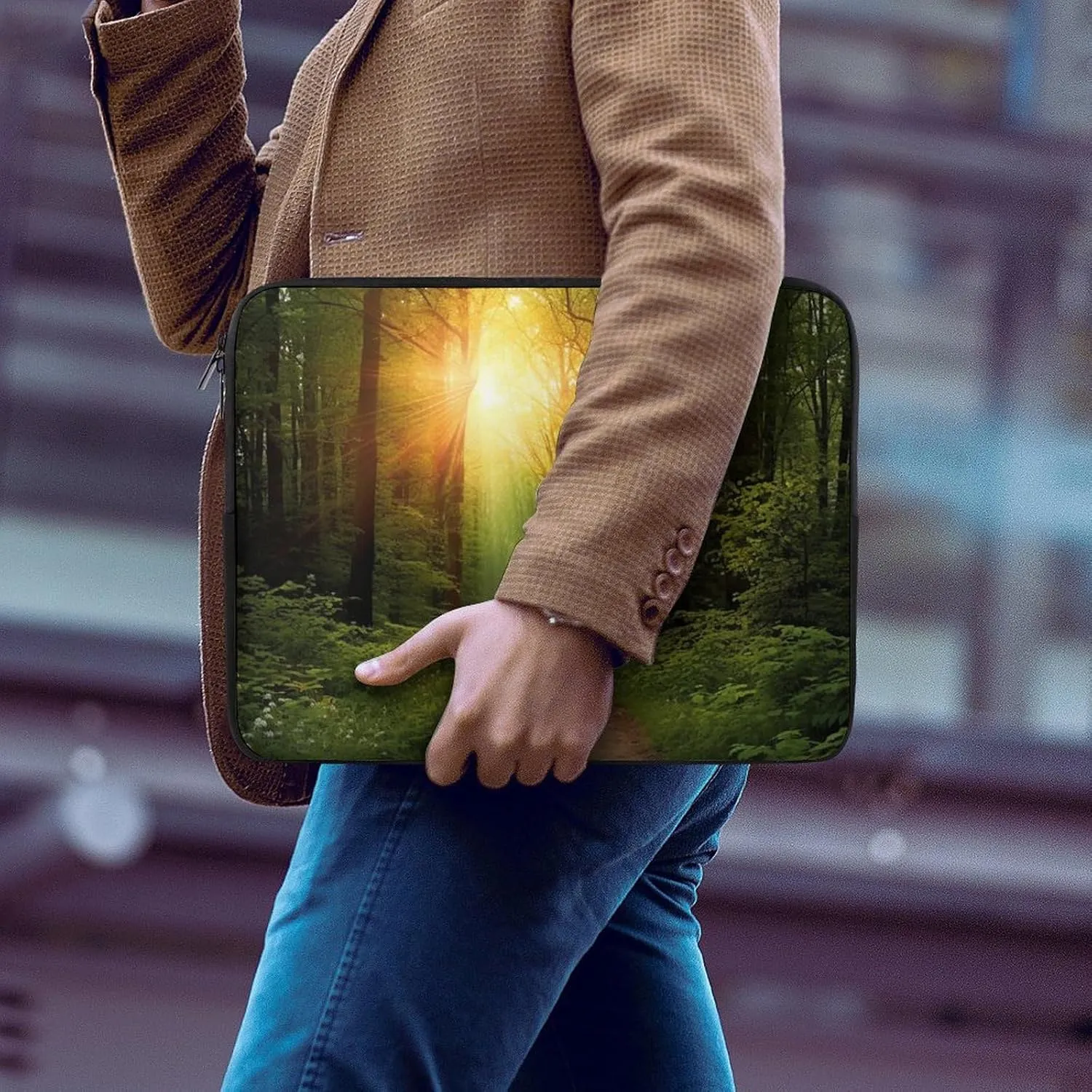 Laptop Sleeve Bag 12inch Slim Computer Carrying Bag Sunrise on The Woods Path Laptop Protective Case Briefcase Handbag