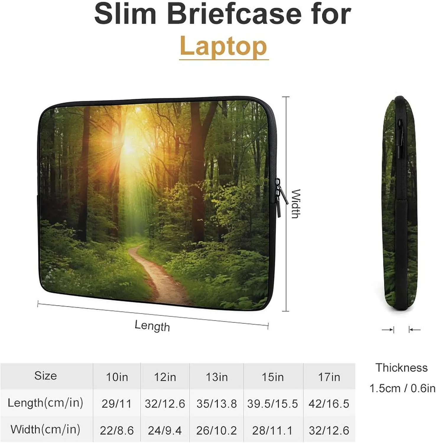 Laptop Sleeve Bag 12inch Slim Computer Carrying Bag Sunrise on The Woods Path Laptop Protective Case Briefcase Handbag