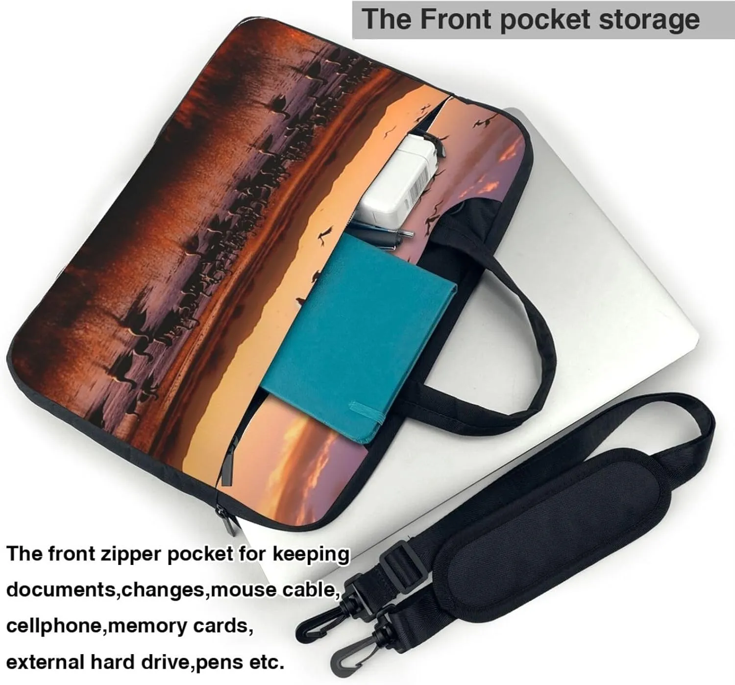 Laptop Sleeve Bag Shockproof Notebook Case Bosque del Apache Wildlife Refuge Computer Carrying Case with Shoulder Strap 15.6 inch