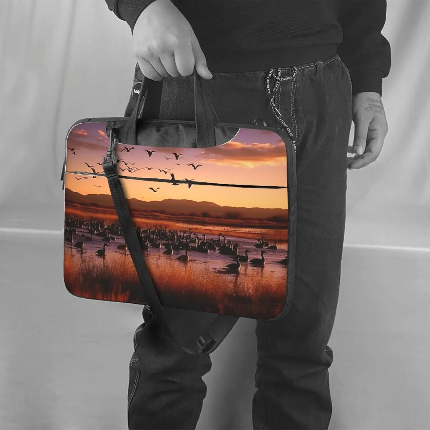 Laptop Sleeve Bag Shockproof Notebook Case Bosque del Apache Wildlife Refuge Computer Carrying Case with Shoulder Strap 15.6 inch