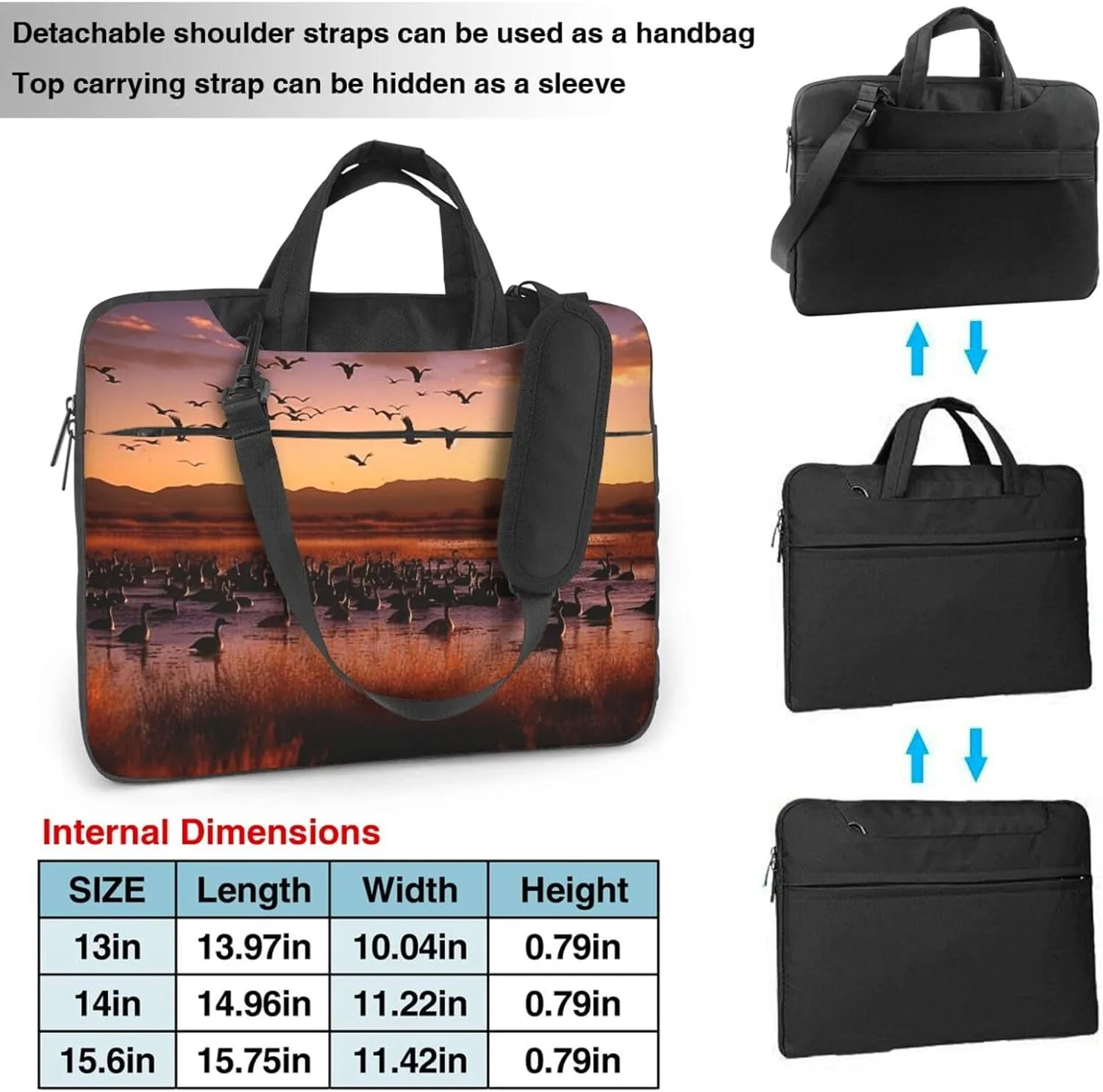 Laptop Sleeve Bag Shockproof Notebook Case Bosque del Apache Wildlife Refuge Computer Carrying Case with Shoulder Strap 15.6 inch