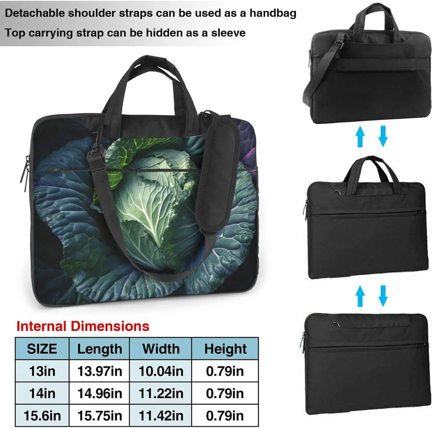 Laptop Sleeve Bag Shockproof Notebook Case Bright Cabbage Computer Carrying Case with Shoulder Strap 14 inch