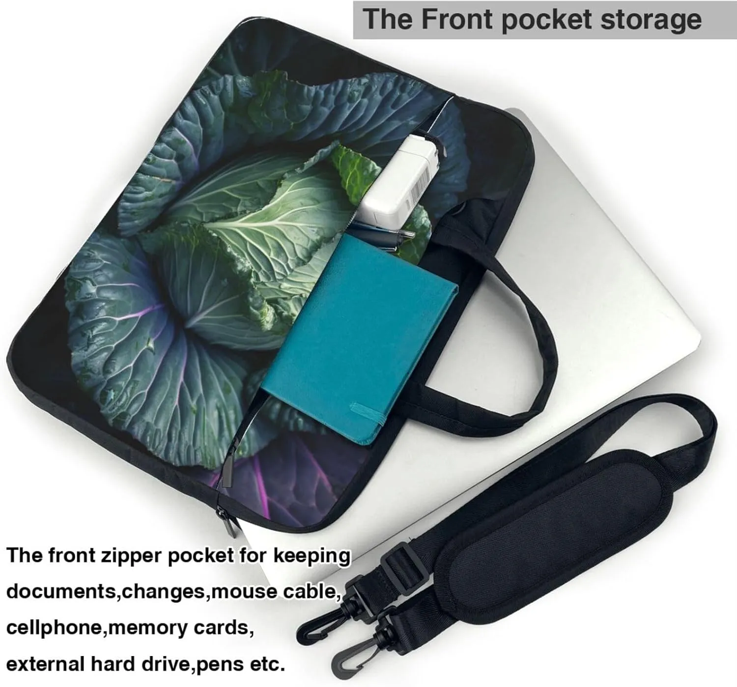 Laptop Sleeve Bag Shockproof Notebook Case Bright Cabbage Computer Carrying Case with Shoulder Strap 14 inch