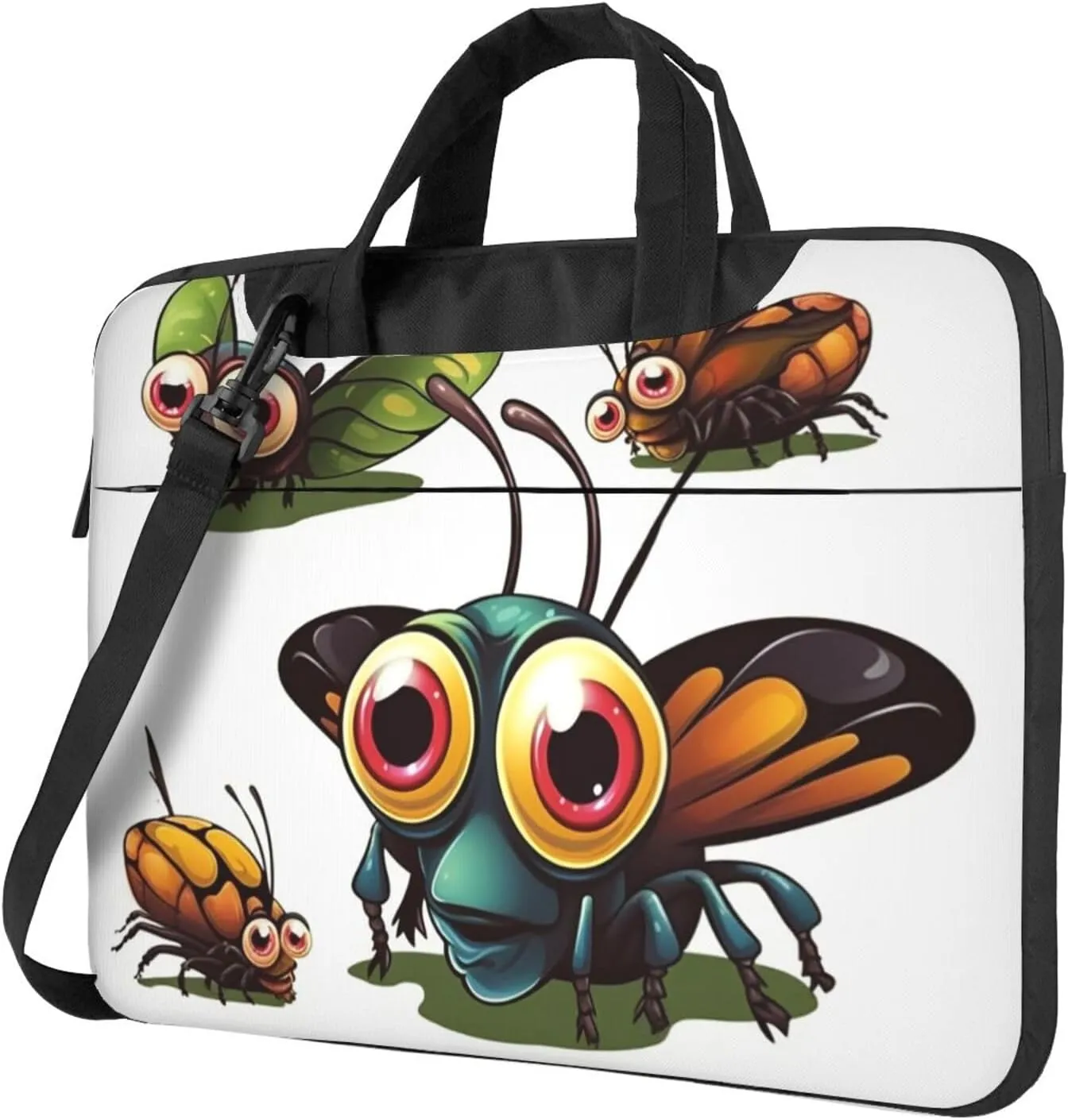 Laptop Sleeve Bag Shockproof Notebook Case Cartoon Insect Computer Carrying Case with Shoulder Strap 13 inch
