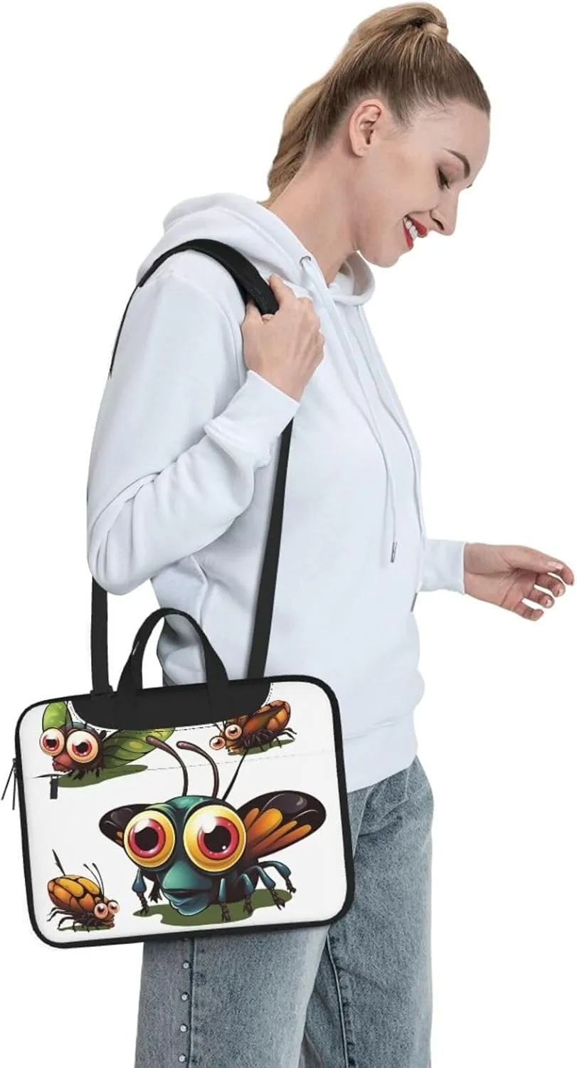 Laptop Sleeve Bag Shockproof Notebook Case Cartoon Insect Computer Carrying Case with Shoulder Strap 13 inch