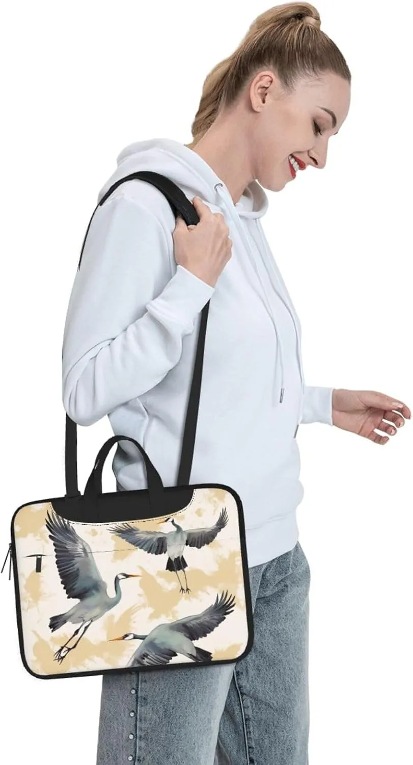 Laptop Sleeve Bag Shockproof Notebook Case Flying Cranes Computer Carrying Case with Shoulder Strap 13 inch