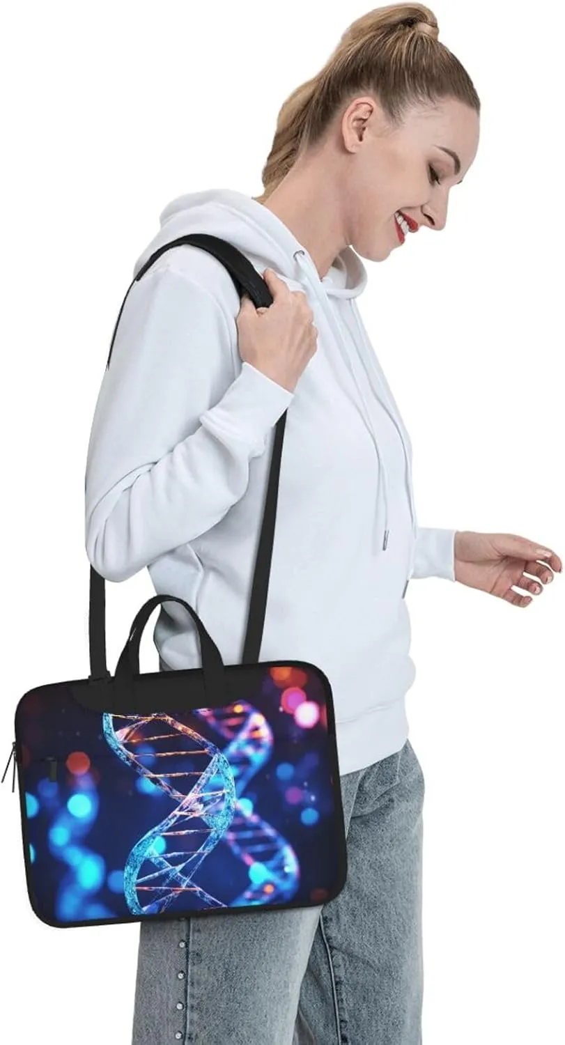 Laptop Sleeve Bag Shockproof Notebook Case Genetic Helix Computer Carrying Case with Shoulder Strap