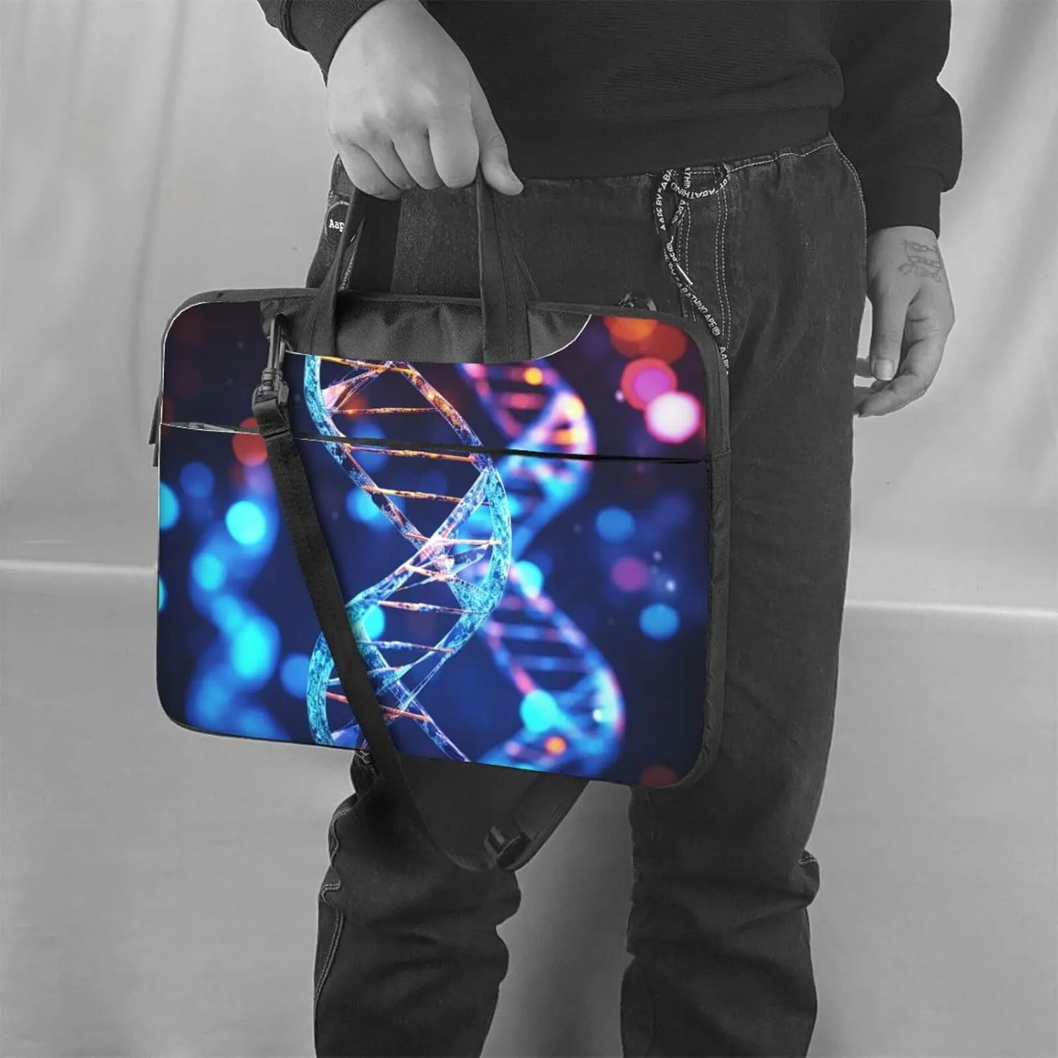 Laptop Sleeve Bag Shockproof Notebook Case Genetic Helix Computer Carrying Case with Shoulder Strap