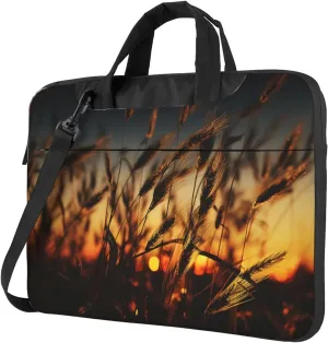 Laptop Sleeve Bag Shockproof Notebook Case Night Brown Wheat Computer Carrying Case with Shoulder Strap 15.6 inch