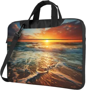 Laptop Sleeve Bag Shockproof Notebook Case Ocean Sunrise Computer Carrying Case with Shoulder Strap 15.6 inch