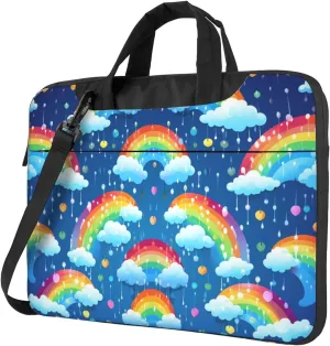 Laptop Sleeve Bag Shockproof Notebook Case Rainbow Clouds Raindrop Computer Carrying Case with Shoulder Strap 13 inch