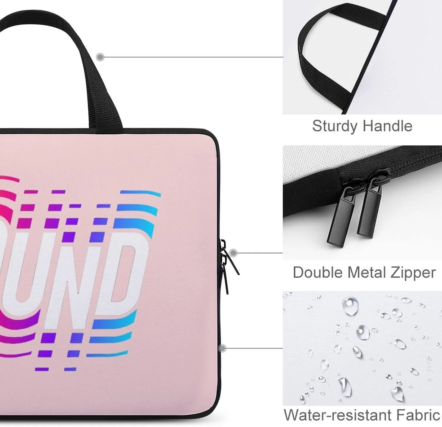 Laptop Sleeve Case Alphabets Sound Handle Bag Shock-proof Fascinated Traveling Computer Cover Tote Briefcase