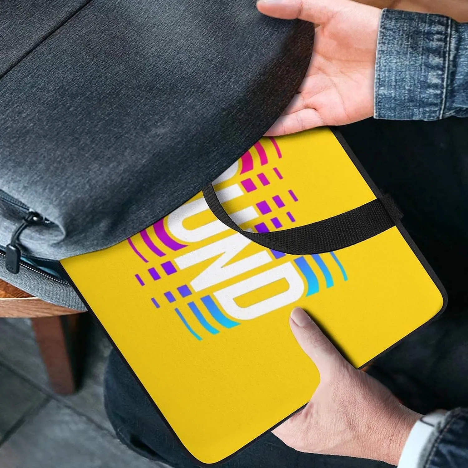 Laptop Sleeve Case Alphabets Sound Handle Bag Shock-proof Retro Traveling Computer Cover Carry-on Briefcase