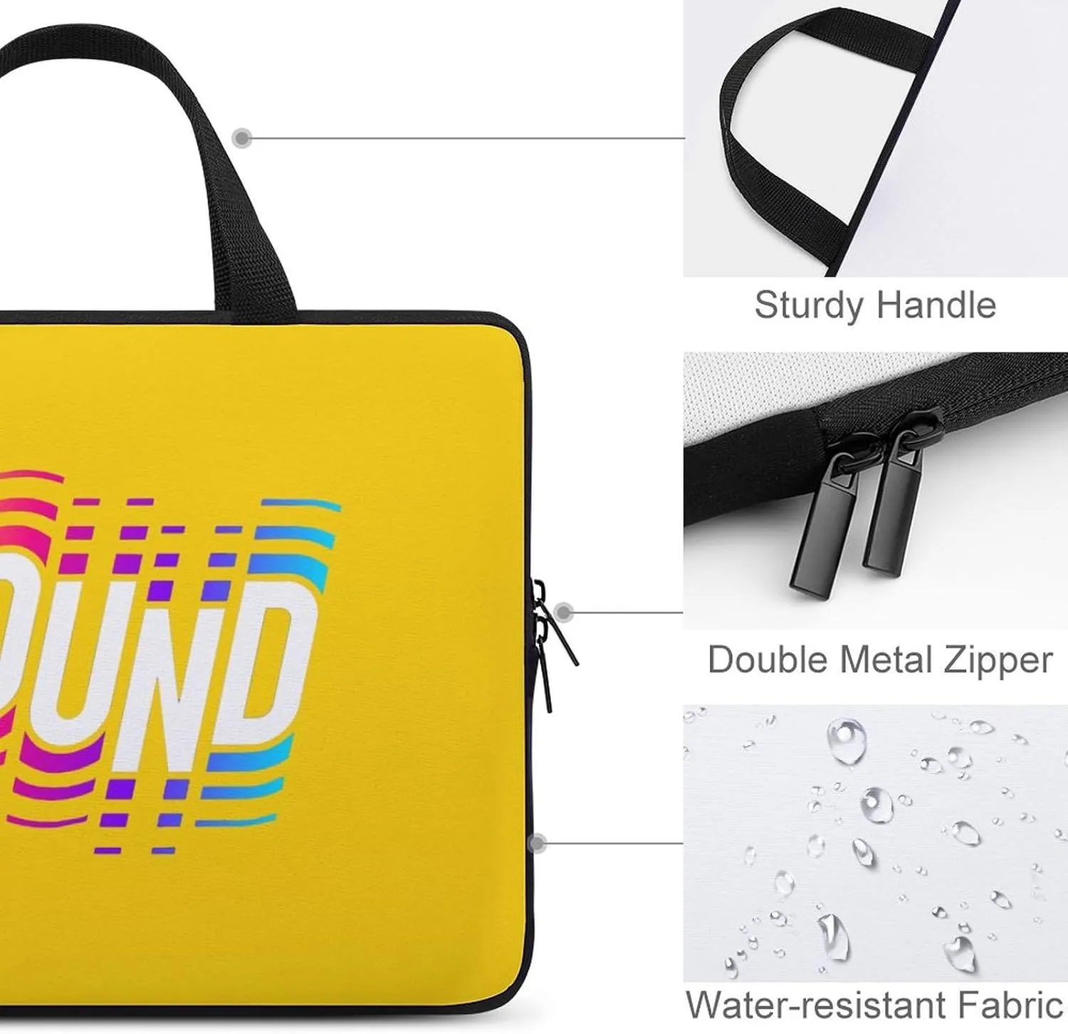 Laptop Sleeve Case Alphabets Sound Handle Bag Shock-proof Retro Traveling Computer Cover Carry-on Briefcase