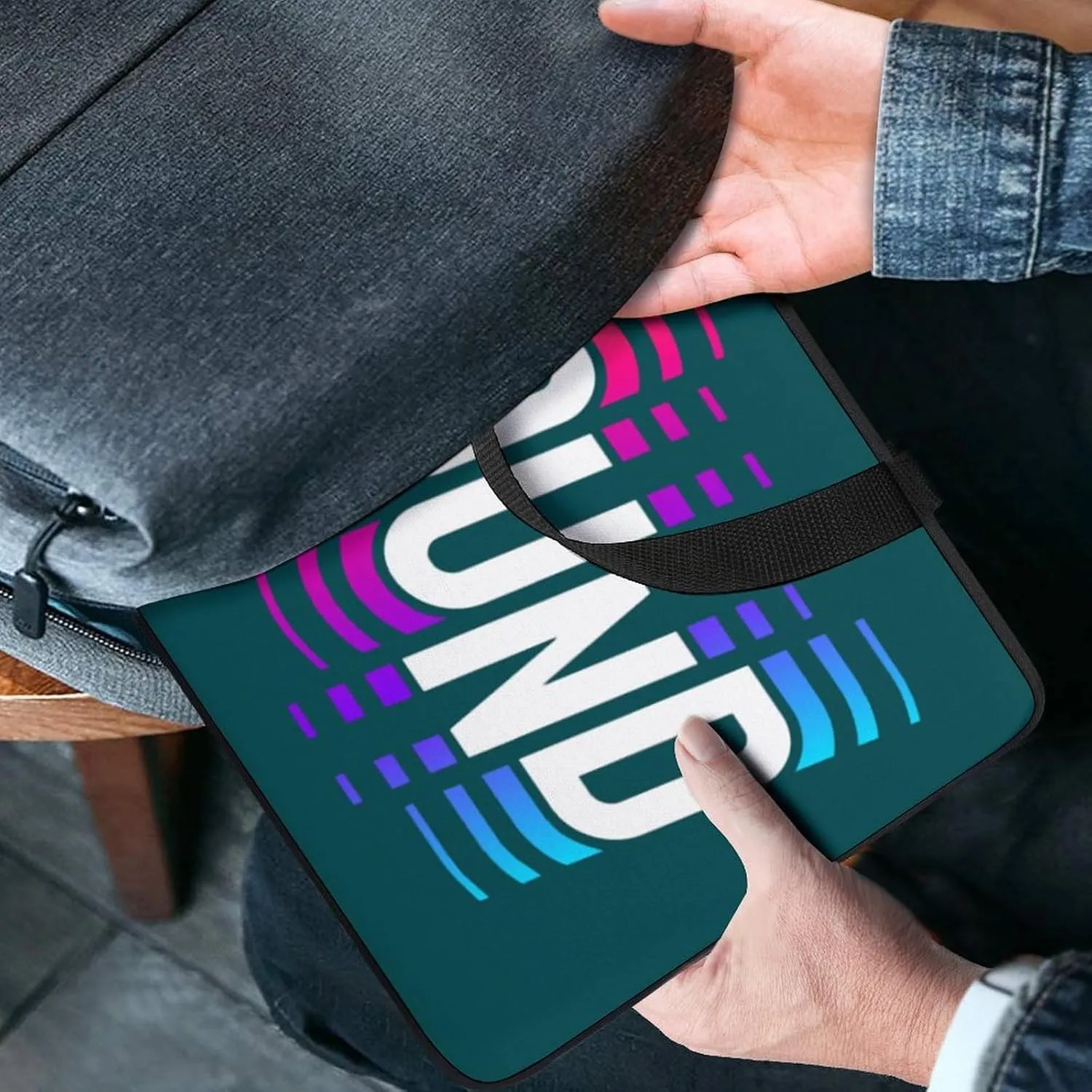 Laptop Sleeve Case Alphabets Sound Handle Bag Shockproof Modern Protect Computer Cover Carrying Briefcase