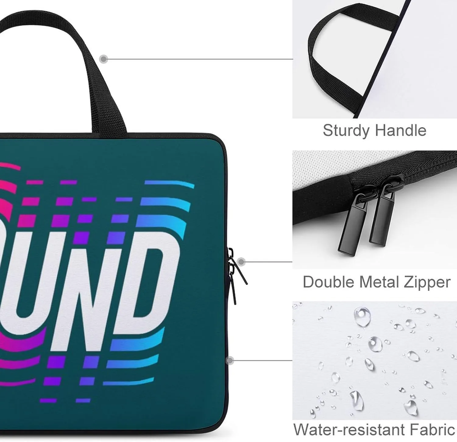 Laptop Sleeve Case Alphabets Sound Handle Bag Shockproof Modern Protect Computer Cover Carrying Briefcase