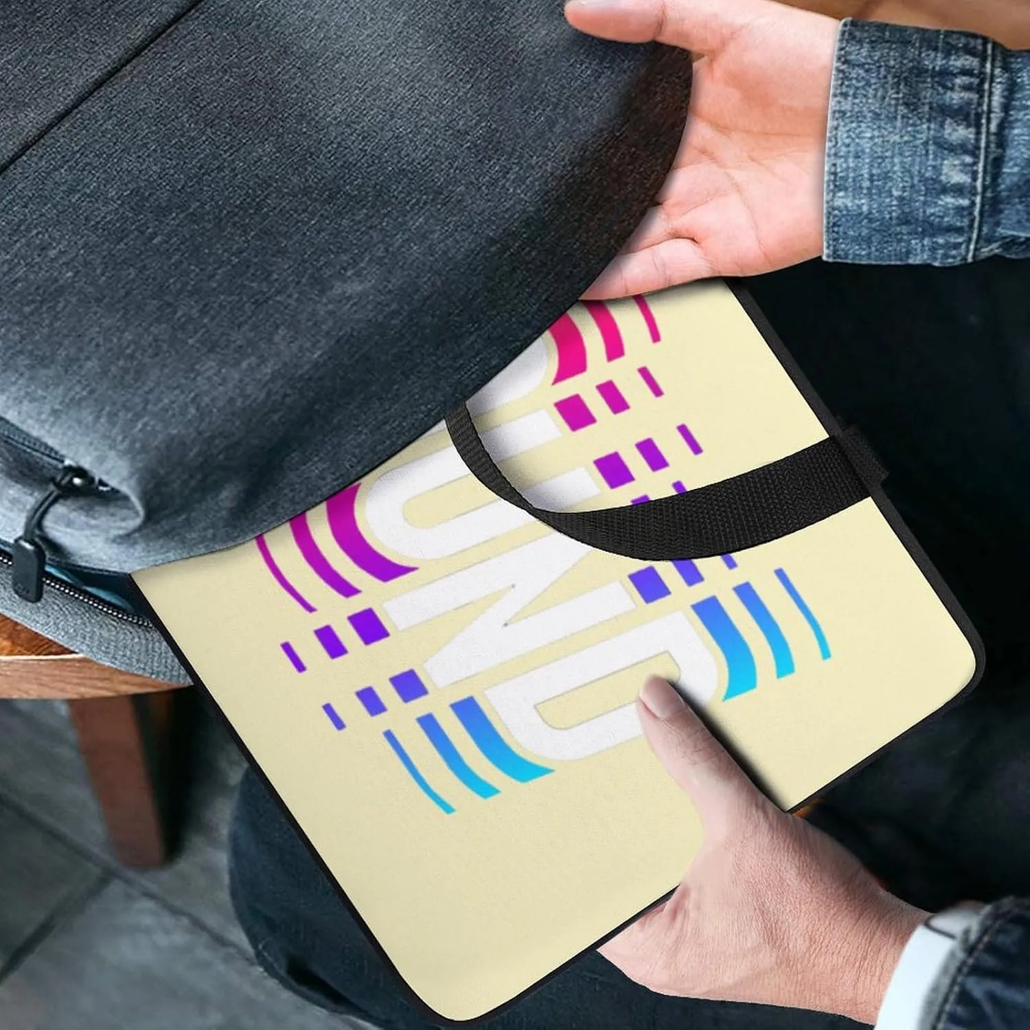 Laptop Sleeve Case Alphabets Sound Handle Bag Shockproof Trendy Traveling Computer Cover Tote Briefcase