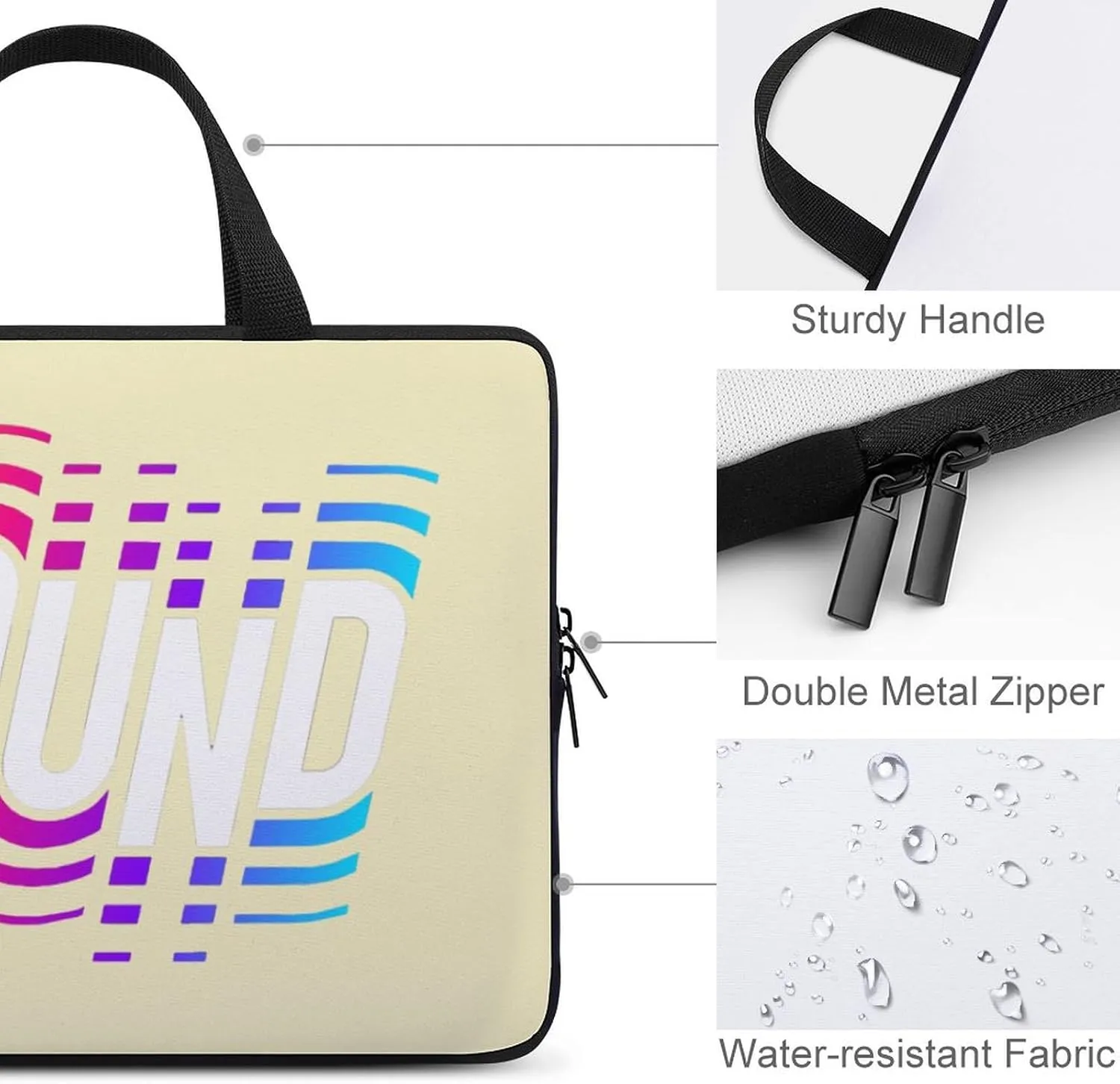 Laptop Sleeve Case Alphabets Sound Handle Bag Shockproof Trendy Traveling Computer Cover Tote Briefcase
