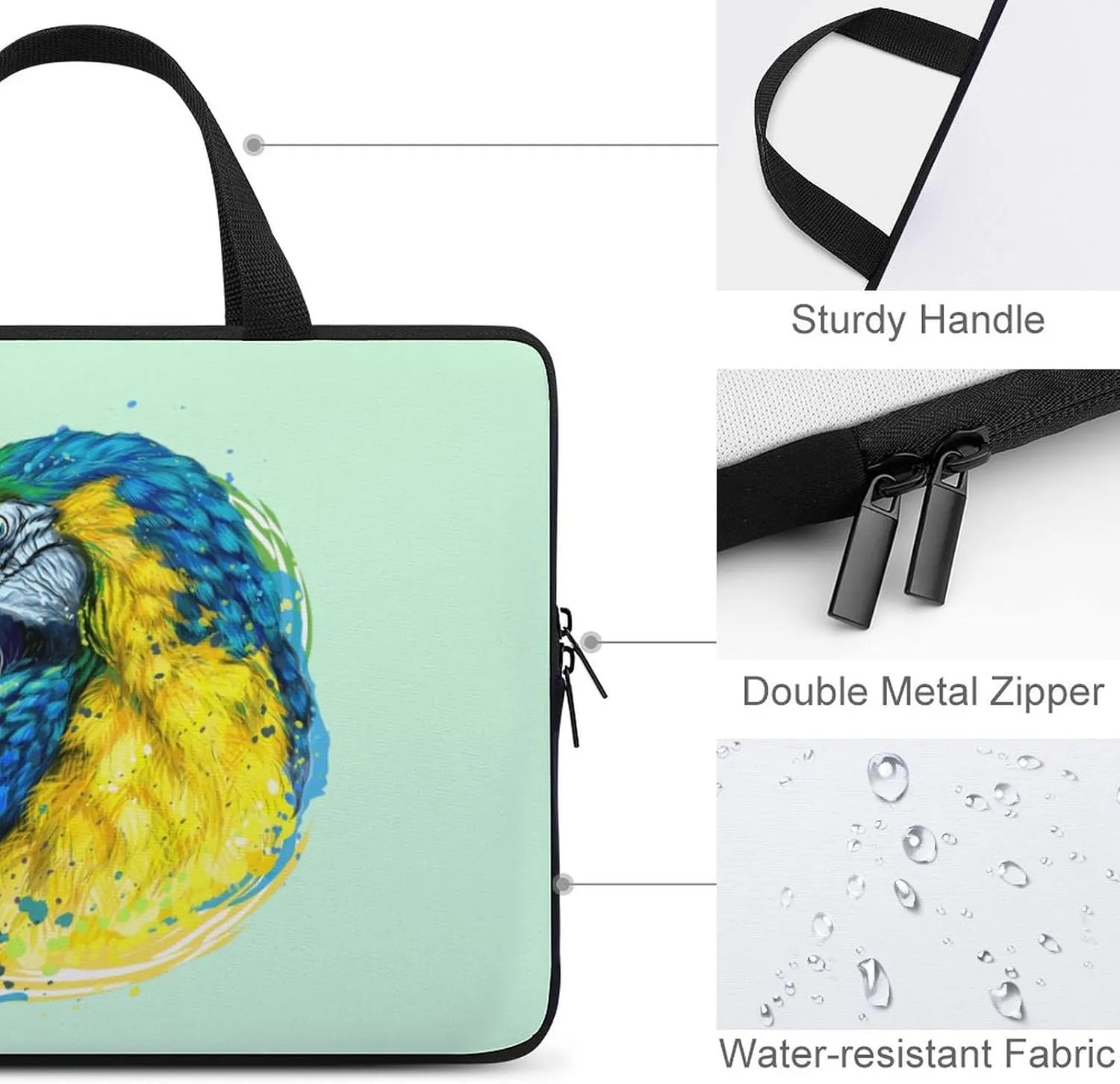 Laptop Sleeve Case Parrot Handle Bag Shock-proof Aesthetic Durable Computer Cover Carry-on Briefcase