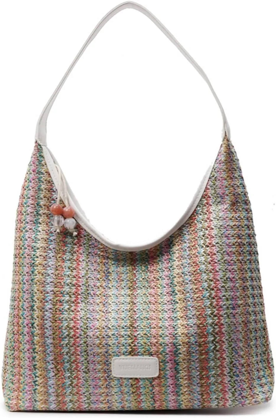 Large Beach Bags for Women Travel Straw Purses for Women Tote Straw Tote Vacation Handbags Shoulder Bag Hobo Bags(White)