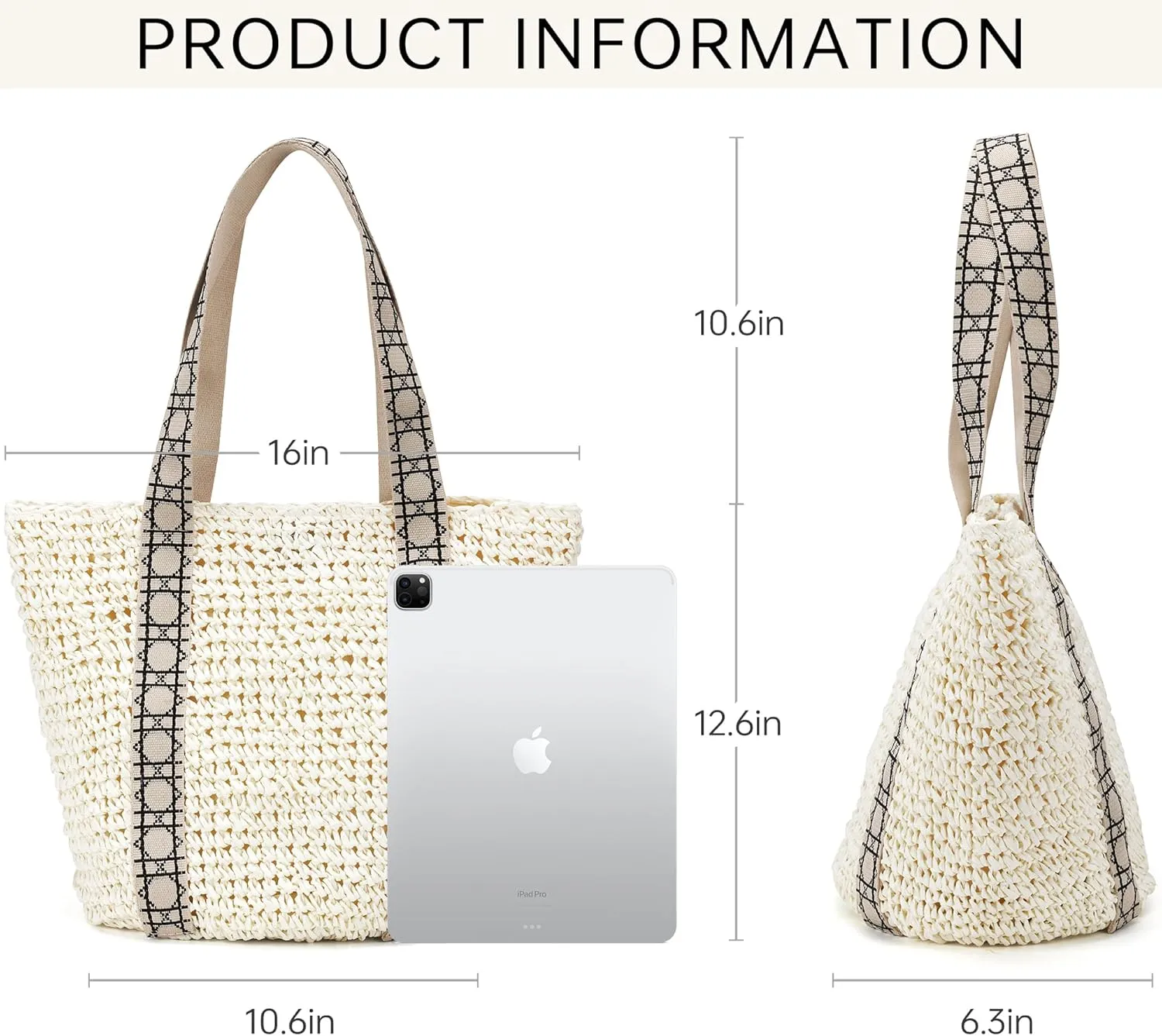 Large Beach Straw Bags For Women: Tote Handbags Shoulder Purse With ColorBlock Design For Summer Vacation