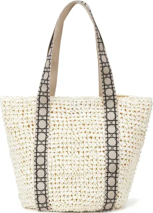 Large Beach Straw Bags For Women: Tote Handbags Shoulder Purse With ColorBlock Design For Summer Vacation