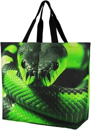 Large Capacity Shopping Bag Vintage Leopard Flower Canvas Grocery Bags Foldable Tote Bag