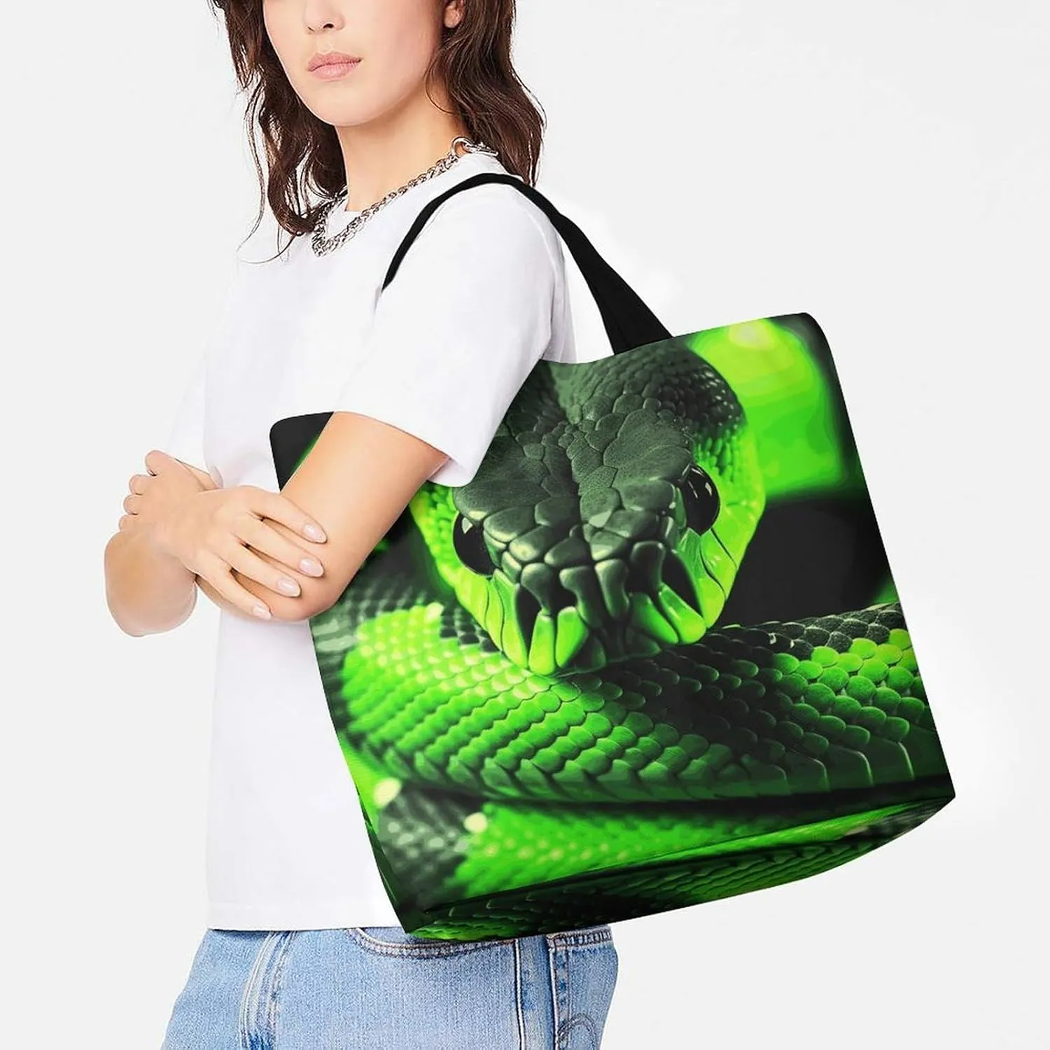 Large Capacity Shopping Bag Vintage Leopard Flower Canvas Grocery Bags Foldable Tote Bag