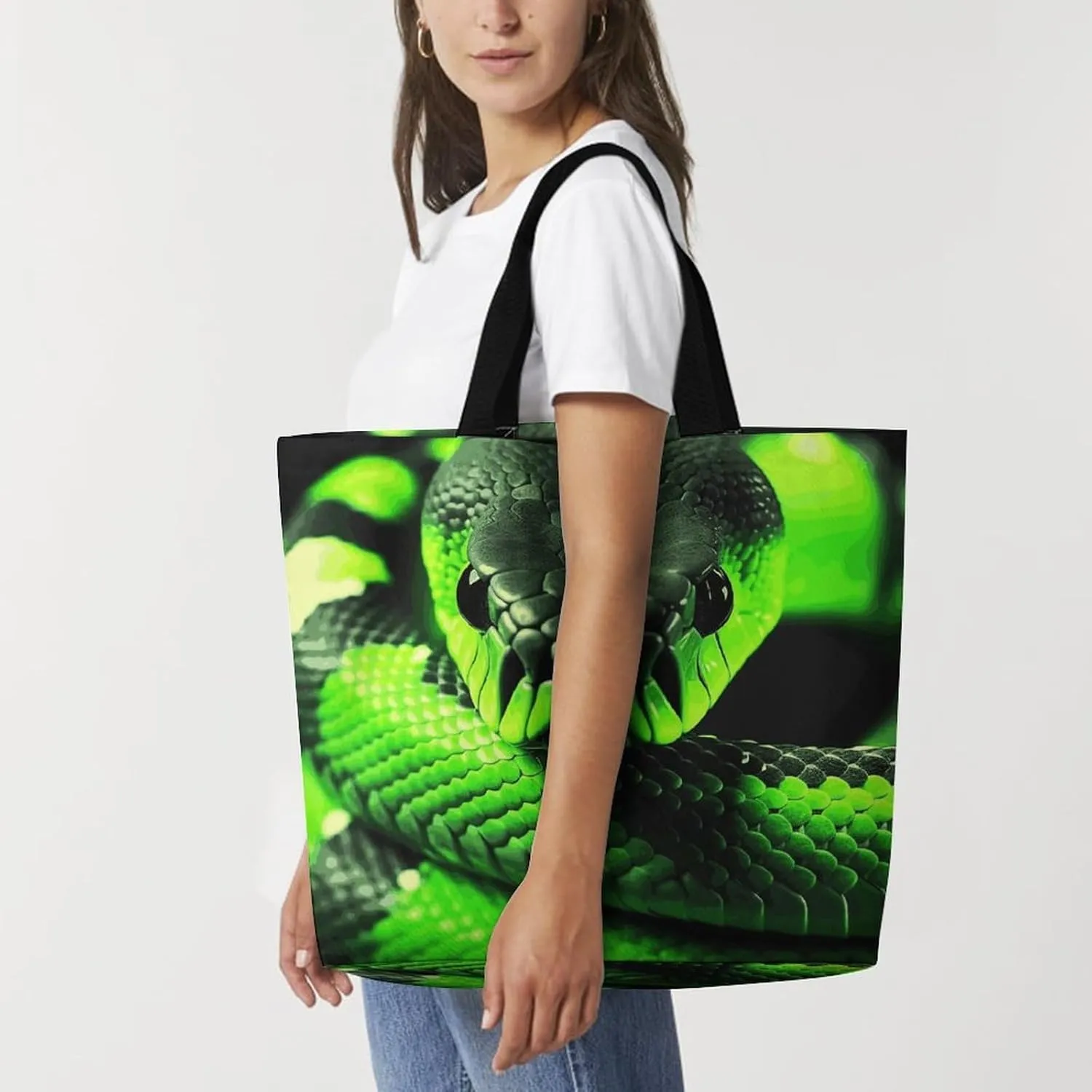 Large Capacity Shopping Bag Vintage Leopard Flower Canvas Grocery Bags Foldable Tote Bag