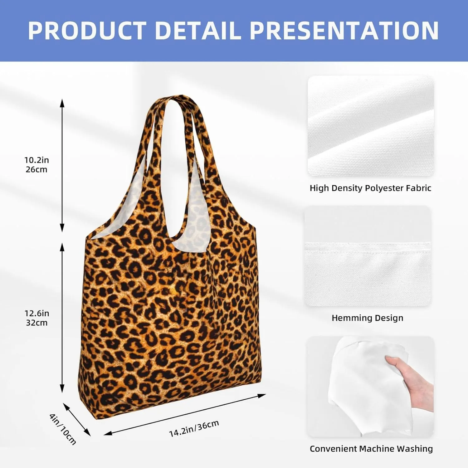 Large Foldable Reusable Grocery Bags, Machine Washable Tote Bag Kitchen Essential