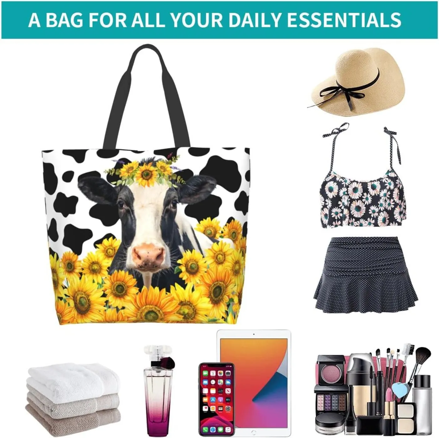 Large Tote Bag For Women Reusable Grocery Bag Waterproof Shopping Handbag