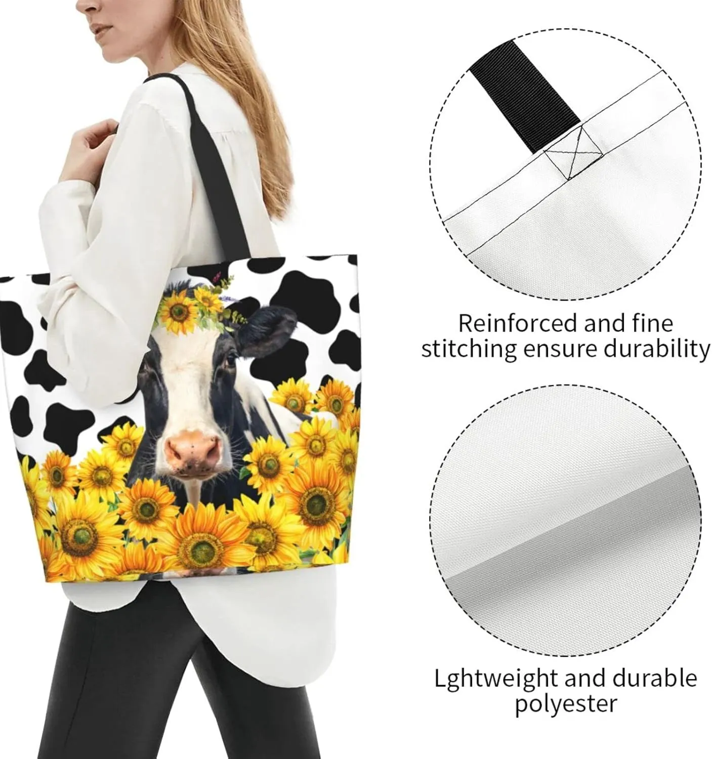Large Tote Bag For Women Reusable Grocery Bag Waterproof Shopping Handbag