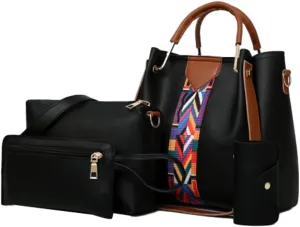 Large Tote Satchel Handbags for Women Work Shoulder Bag Top Handle Totes Purse with Matching Wallet 4pcs