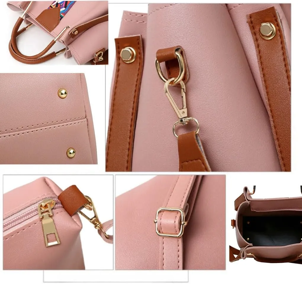Large Tote Satchel Handbags for Women Work Shoulder Bag Top Handle Totes Purse with Matching Wallet 4pcs