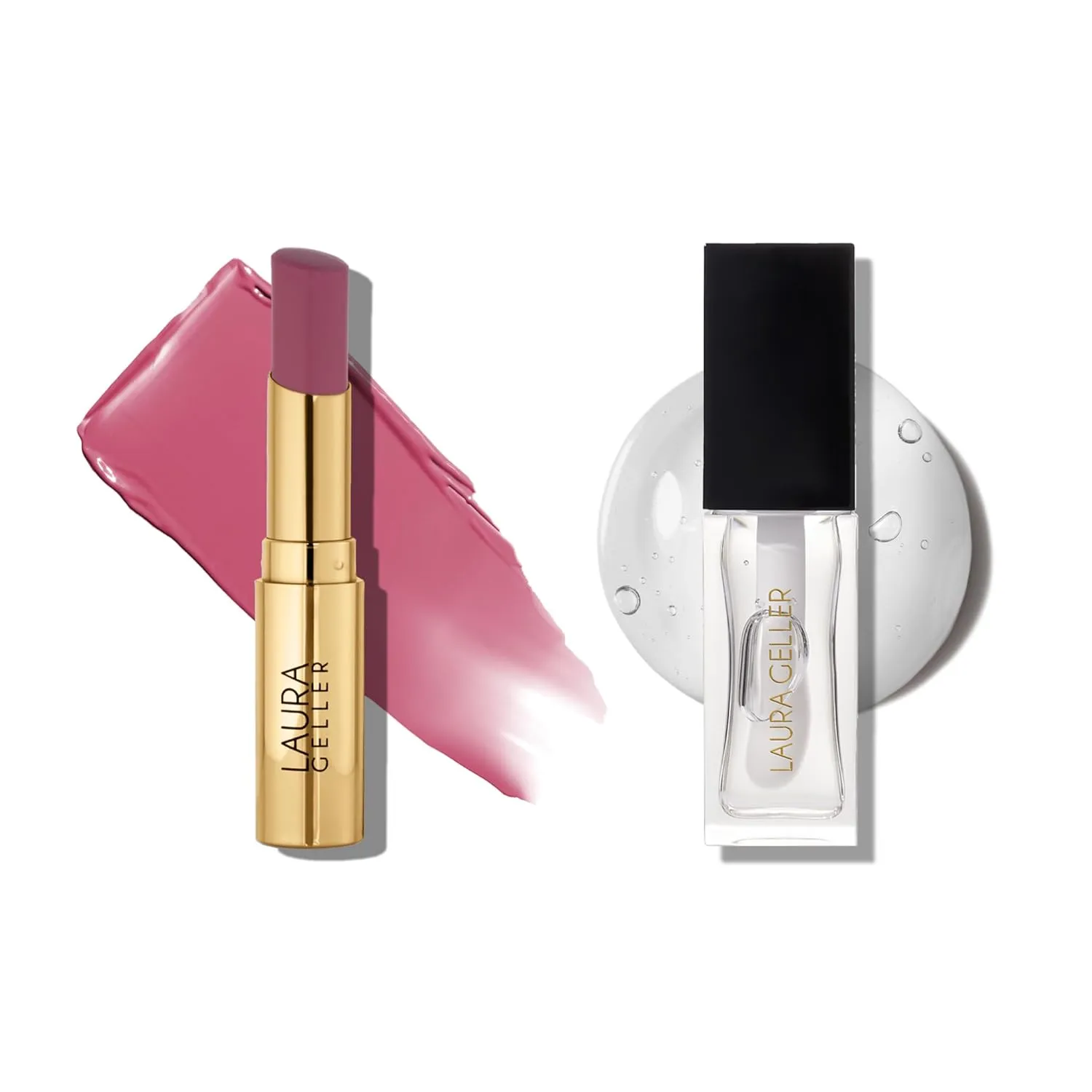 LAURA GELLER Clear Lip Oil, Glass Half Full & Tinted Hydrating Lip Balm, Jammin' Duo | Nourishing Lip Kit for Dry Lips, Moisturizing Color and Shine
