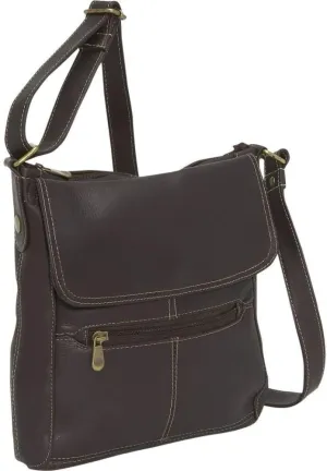 Le Donne Leather Colombian Leather Contrast Crossbody Purse, 10” x 10.5” x 4”