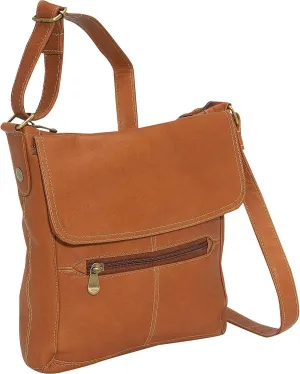 Le Donne Leather Colombian Leather Contrast Crossbody Purse, 10” x 10.5” x 4”