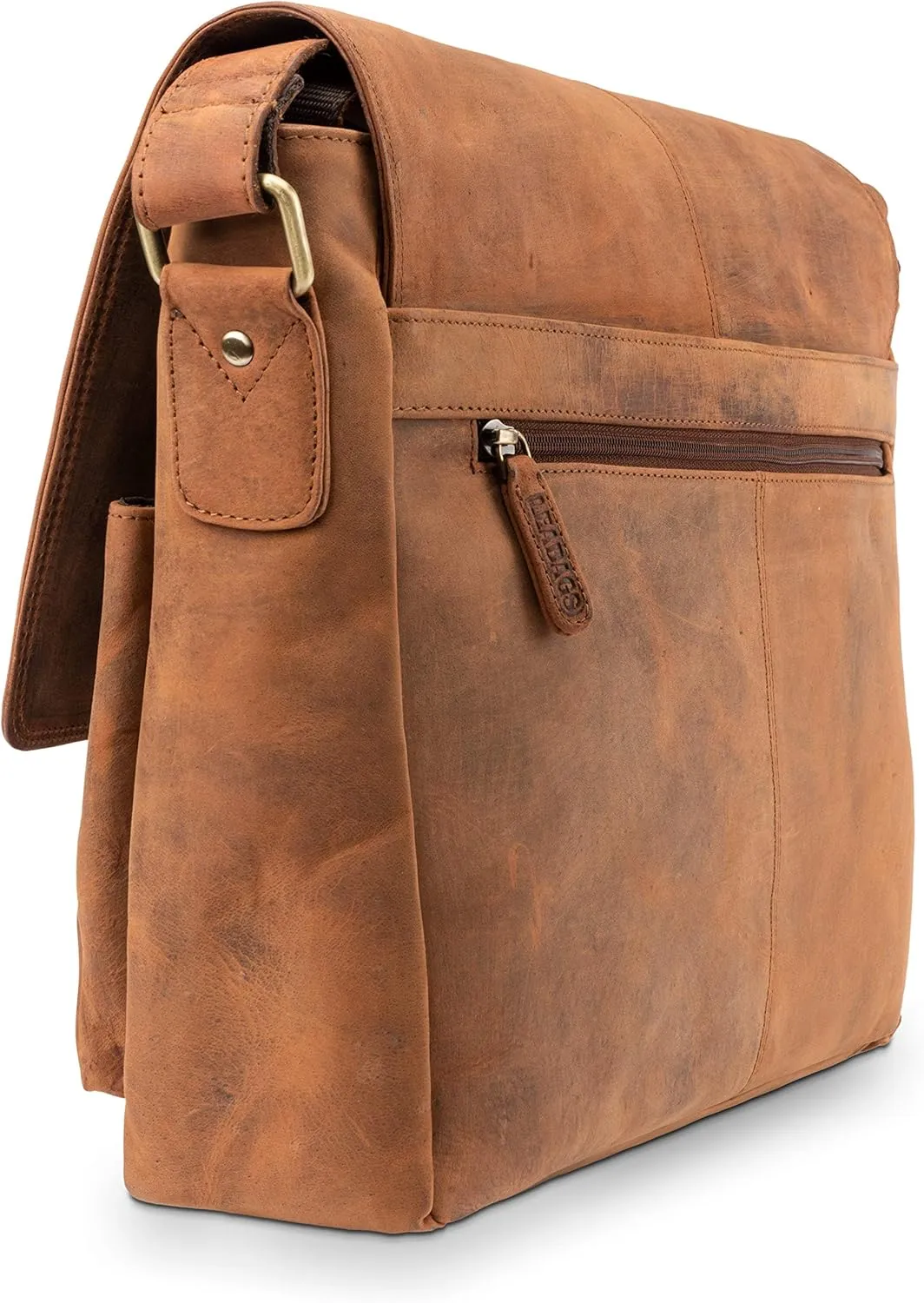 LEABAGS Leather Briefcases for Men - Genuine Leather Cambridge 15 Inch Laptop Bag - Messenger Bag Vintage Shoulder Bag