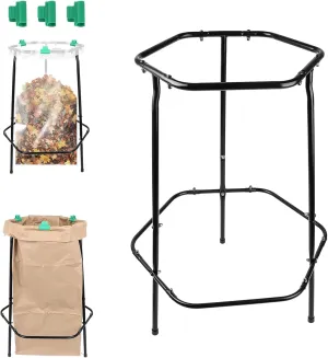 Leaf Bag Holder Stand, Outdoor Trash Bag Holder for 30-55 Gallon Bags, Portable Lawn Bag Holder, Heavy Duty Metal Garbage Bag Holder Frame for Leaves, Garden, Yard, Camping, Parties