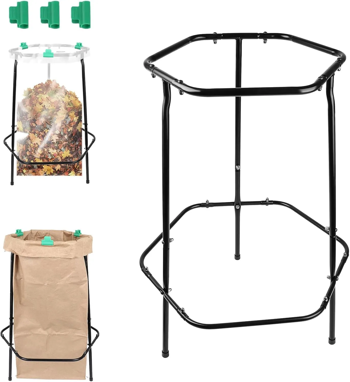 Leaf Bag Holder Stand, Outdoor Trash Bag Holder for 30-55 Gallon Bags, Portable Lawn Bag Holder, Heavy Duty Metal Garbage Bag Holder Frame for Leaves, Garden, Yard, Camping, Parties
