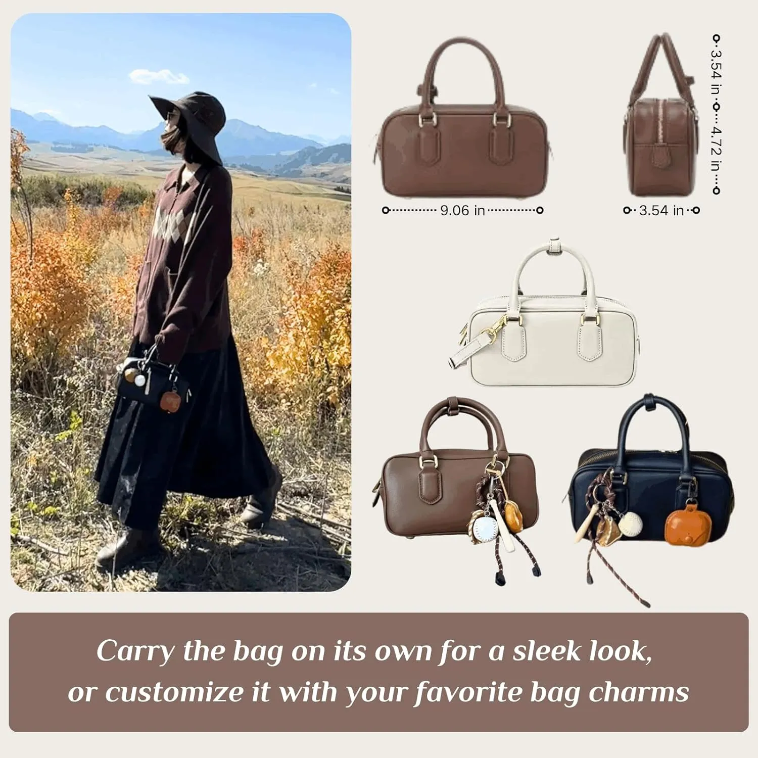 Leather Bags for Women, Women's Top-handle Handbags with Detachable Strap, Small Crossbody Women Purse, Tote Bag