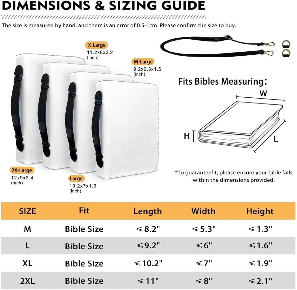 Leather Bible Cover Case for Women Men Waterproof Study Bible Bag with Zipper Pocket Large Church Bag M-2XL