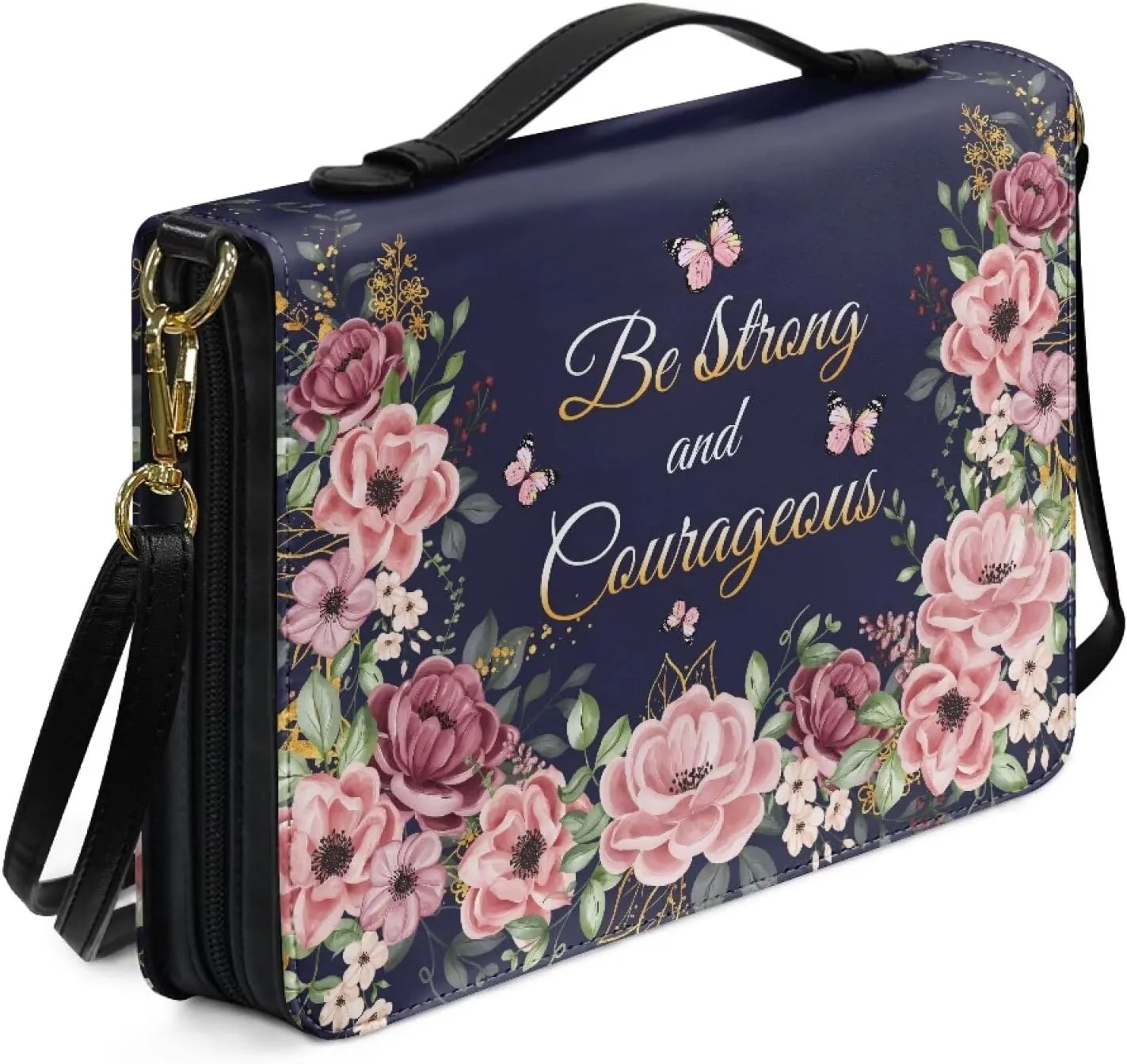 Leather Bible Cover Case for Women Men Waterproof Study Bible Bag with Zipper Pocket Large Church Bag M-2XL
