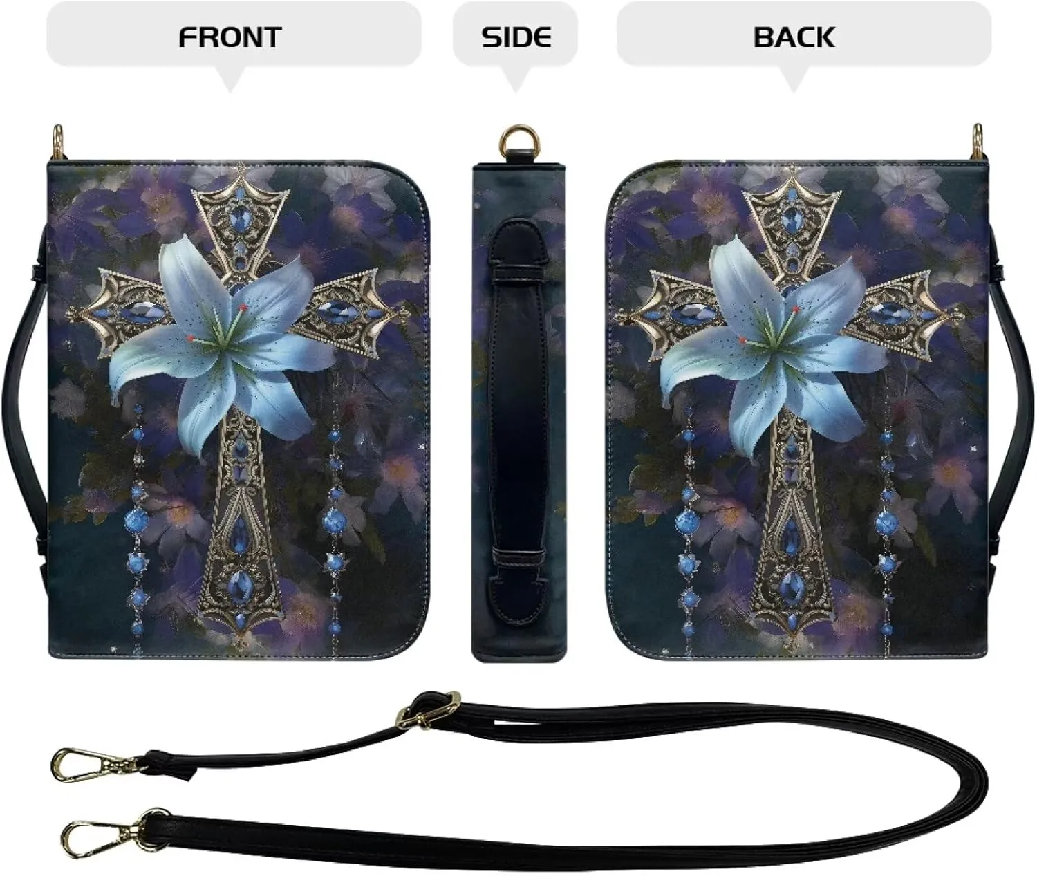 Leather Bible Cover Case for Women Men Waterproof Study Bible Bag with Zipper Pocket Large Church Bag M-2XL