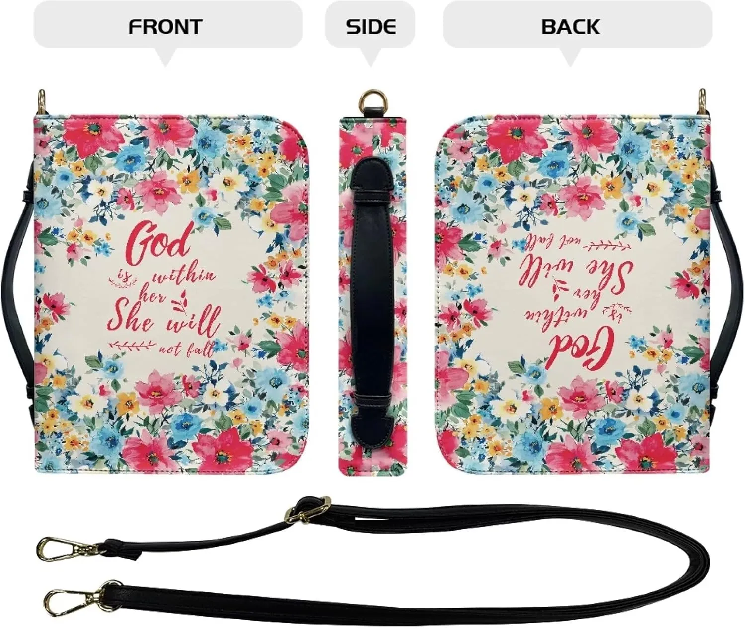 Leather Bible Cover Case for Women Men Waterproof Study Bible Bag with Zipper Pocket Large Church Bag M-2XL